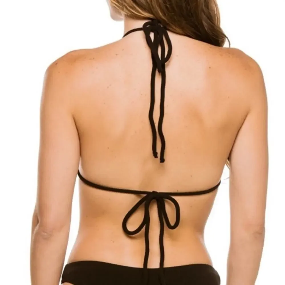 NEW Frankies Bikinis Women Swim Bathing Suit Eliza Terry Bikini Top Blk XS NWT